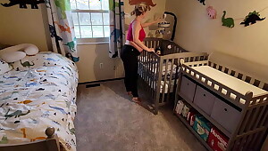 Pregnant step Mom gets stuck in crib and has to consent help her get out